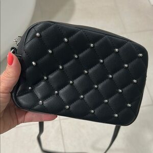 Rebecca Minkoff Black and Silver Quilted Crossbody Bag
